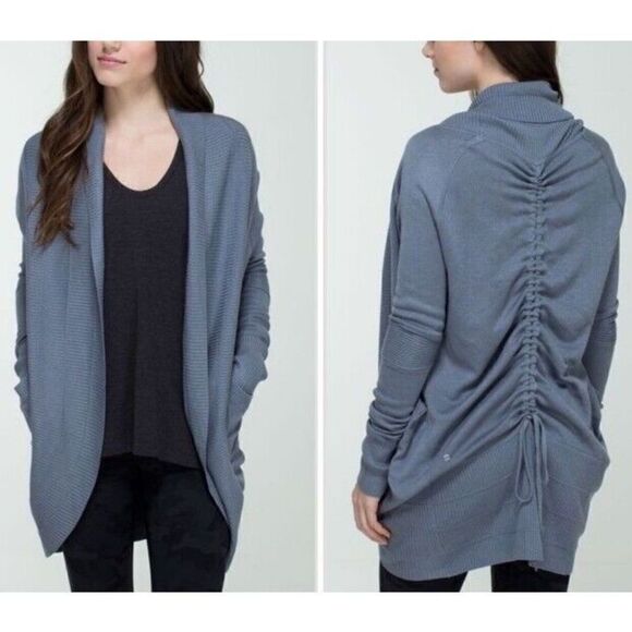 Lululemon Transformation Gray Open Front Wrap Cardigan Sweater Womens Size 4 - Picture 1 of 9